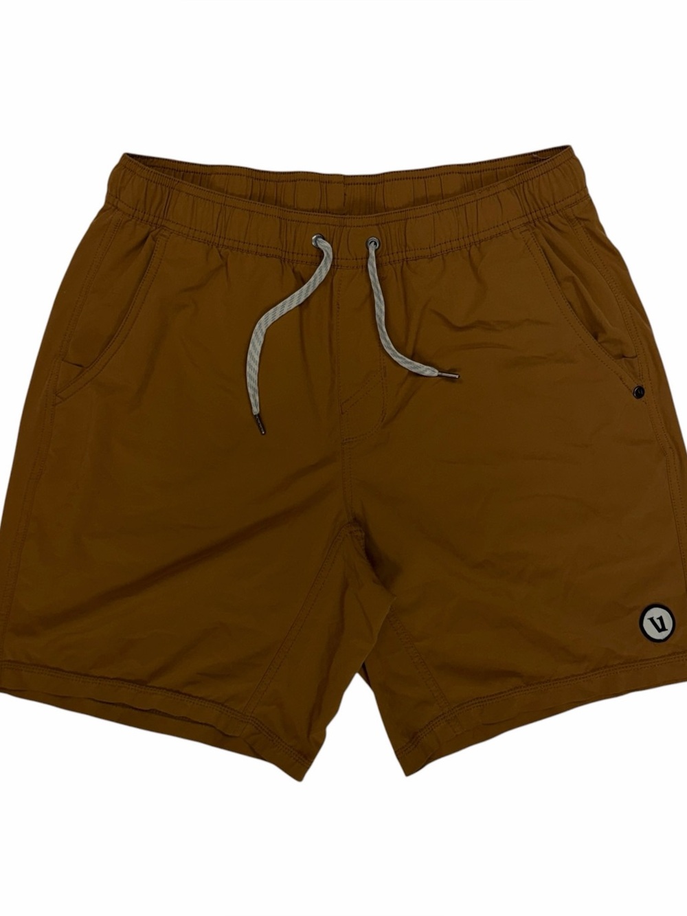 Vuori Kore Shorts Men Medium Brown 7” Lined Athletic Hybrid Performance Gym Swim